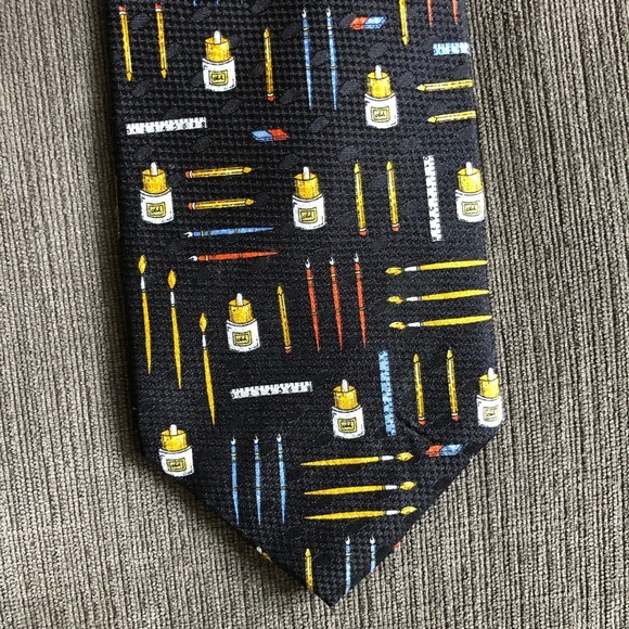 collection Europeennes Other - Silk tie school teacher art glue pencil eraser ruler education novelty